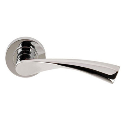 Chrome Door Handles on Rose Inetrior Astrid Design On Rose POlished Chrome Finish - 1 Pair