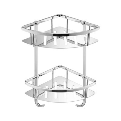 Chrome Double Shower Corner Caddy Basket DIY at B&Q