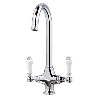 Chrome Dual Ceramic Lever Kitchen Mono Bloc Mixer Tap