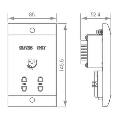 Chrome Dual Voltage Bathroom Shaver Socket, 110V & 240V Outlets, BS7671 ...