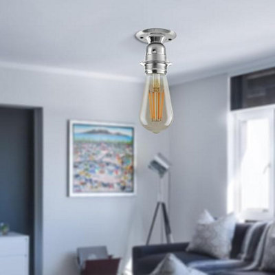 Chrome E27 Lamp Holder Vintage Industrial Metal Bulb Socket,Threaded ...