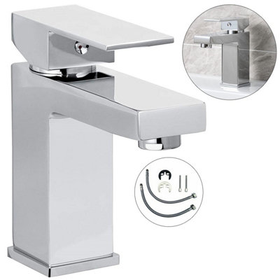 Chrome Edge Waterfall Cloakroom Basin Mixer Tap Sink Mono Bathroom