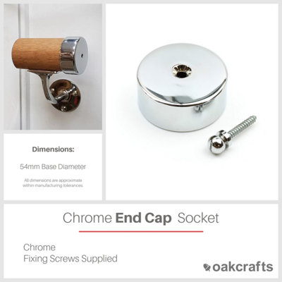 Chrome End Cap Socket for Handrails 54mm - Single Unit - 5