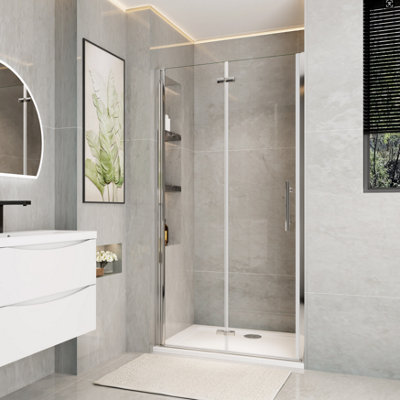 ELEGANT 700x1850mm Bi-Fold Shower Door 5mm Safety Tempered Glass