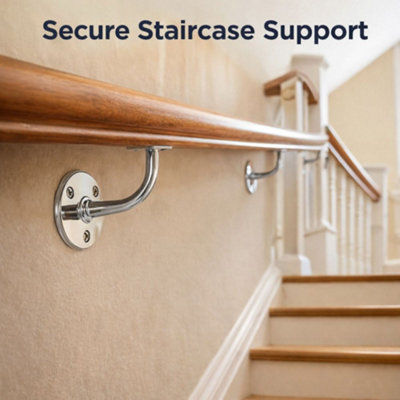 Chrome Handrail Brackets 63mm Heavy Duty Stair Handrail Support Wall ...