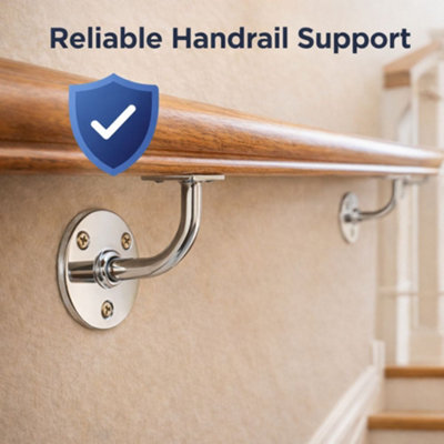 Chrome Handrail Brackets 63mm Heavy Duty Stair Handrail Support Wall ...