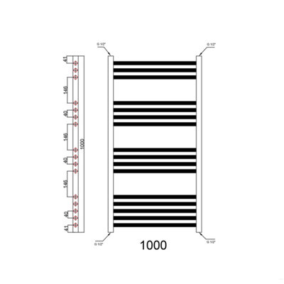 Chrome Heated Towel Radiator 1000x600mm with Thermostatic Valves ...