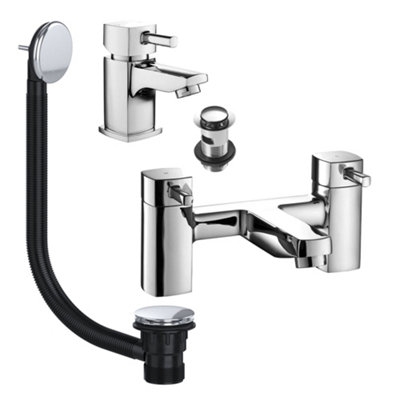 Chrome Hero Basin & Bath Filler Tap Pack Including Bath Waste