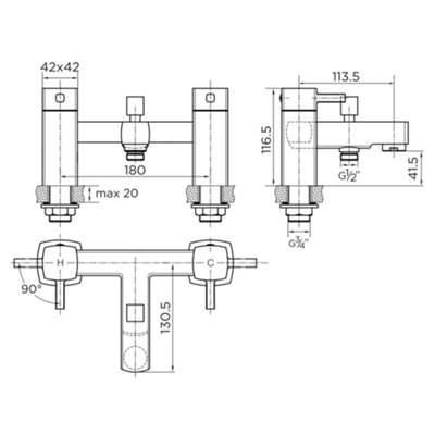 Chrome Hero Basin & Bath Shower Mixer Tap Pack Including Bath Waste - 7