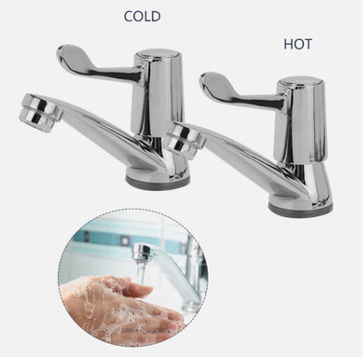 Chrome Lever Basin Taps Pair of Bathroom Sink Taps for Basin Hot and ...