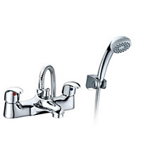 Chrome Low Pressure Deck Mounted Bathroom Bath Shower Mixer Tap Hand Shower