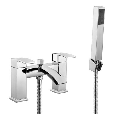 Chrome Lucia Waterfall Basin & Bath Filler Tap Pack Including Bath Waste - 3