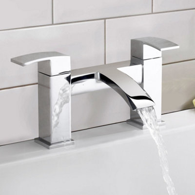 Chrome Lucia Waterfall Basin & Bath Filler Tap Pack Including Bath Waste - 4