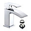Chrome Lucia Waterfall Basin & Bath Shower Mixer Tap Pack Including Bath Waste