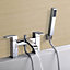 Chrome Lucia Waterfall Basin & Bath Shower Mixer Tap Pack Including Bath Waste