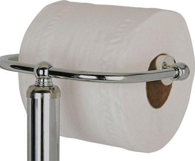 Chrome Metal Free Standing Toilet Roll Holder