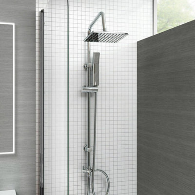 Chrome Modern 3 Way Square Rigid Riser Rail Kit
