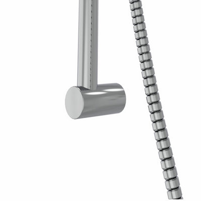 Chrome Modern Bathroom Round Head Shower Handset Riser Rail Kit