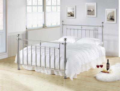 Chrome Nickel Classic Metal Bed Frame - King Size 5ft | DIY at B&Q