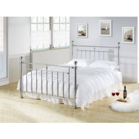 Chrome Nickel Classic Metal Bed Frame - King Size 5ft