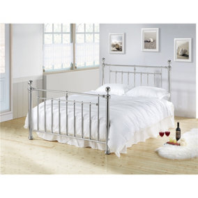 Chrome Nickel Finish Classic Metal Bed Frame - Double 4ft 6"