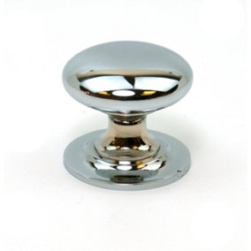 Chrome on Solid Brass Heavy Cabinet Knob - 35mm Diameter - Pack of 2