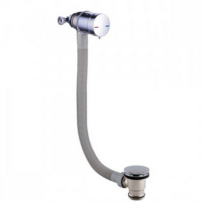 Chrome Overflow Bath Filler Tap with Pop Up Click Clack Waste