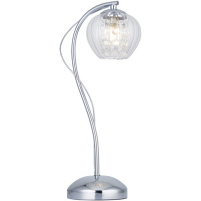 Chrome Plate & Clear Glass With Clear Glass Beads Table Lamp - 405mm Tall Light - 3W LED G9