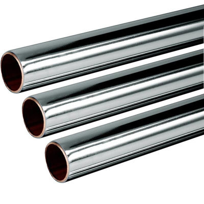 Chrome Plated Copper Tube 15mm 3x 1m Length BS EN1057 R250 British Copper 3.0m