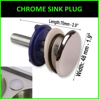 CHROME PLUG Kitchen Sink Tap Hole Blanking Metal Plate Stopper Cover 48mm - 1.9"