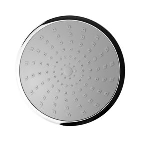 Chrome Round Easy Clean Fixed Swivel Shower Head with Elbow - 200x200mm