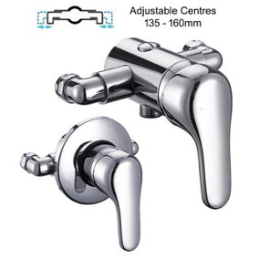 Chrome Single Lever Shower Mixer Valve Exposed Concealed -135 - 160mm Centres