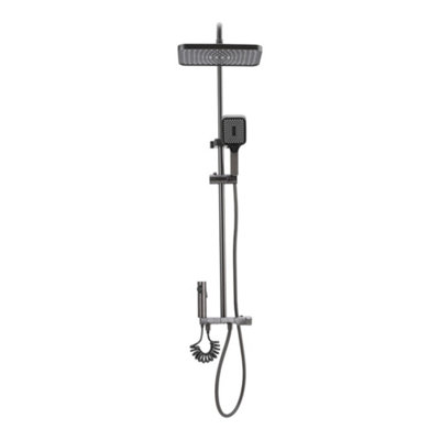 Chrome Square Black Wall-mount 3 Way Handheld Head and Rainfall Shower Head Concealed Mixer Shower Set