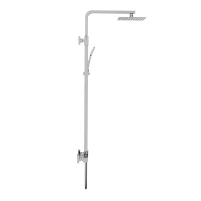 Chrome Square Thermostatic Rainfall Overhead Rigid Riser Shower Kit ...
