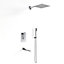 Chrome Square Wall-mount 3 Way Handheld Head and Rainfall Shower Head Concealed Mixer Shower Set