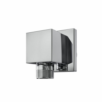 CHROME SQUARE WALL MOUNTED SHOWER OUTLET ELBOW