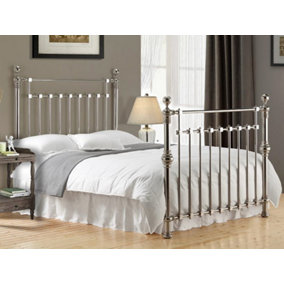 Chrome Squared Metal Bed Frame - Double 4ft 6"
