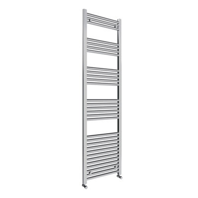 Chrome Straight Heated Towel Rail Radiator with Corner Manual Valves ...