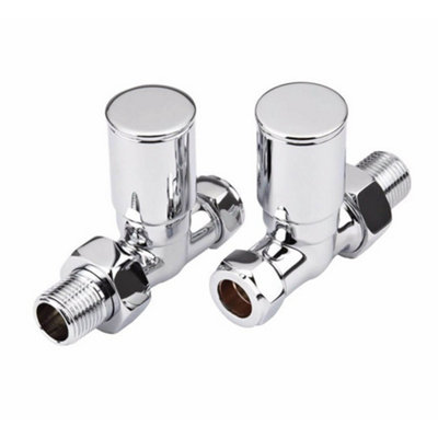 Chrome Straight Radiator Valves Modern Pair 15mm