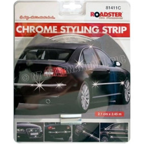 Chrome Styling Strip 2.1Cm 2.45M Self Adhesive Car Edging Moulding Trim