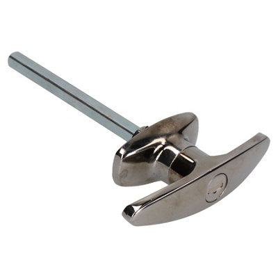 Chrome T-Handle & Two Point Top Bottom Rod Lock Door Trailer Horsebox