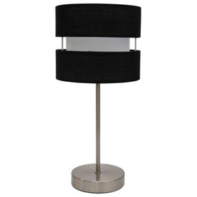 Chrome Table Lamp Layer Fabric Lamp Shade Black