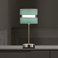 Chrome Table Lamp with Layer Fabric Shade Duck Egg