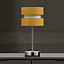 Chrome Table Lamp with Layer Fabric Shade Yellow Ochre