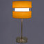 Chrome Table Lamp with Layer Fabric Shade Yellow Ochre