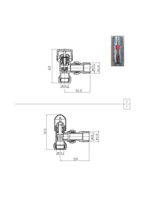 Chrome Thermostatic and Manual Control Corner Towel Radiator Valves15mm Pair - 3