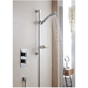 Chrome Thermostatic Concealed Mixer Shower With Adjustable Slide Rail Kit (Pier) - 1 Shower Head