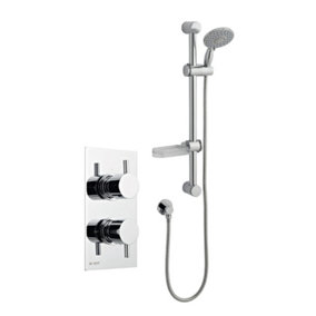 Chrome Thermostatic Concealed Mixer Shower With Adjustable Wall Mounted Slide Rail Kit (Lake) - 1 Shower Head