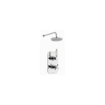 Chrome Thermostatic Concealed Mixer Shower With Fixed Overhead Drencher (Aqua) 1 Shower Head