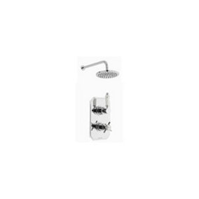 Chrome Thermostatic Concealed Mixer Shower With Fixed Overhead Drencher (Aqua) - 1 Shower Head